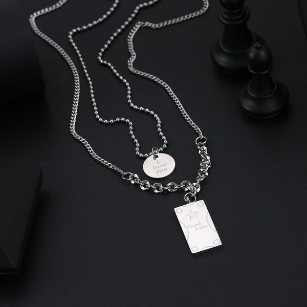fashion new titanium steel double-layer necklace female simple wild sweater chain pendant sale, Silver
fashion new titanium steel double-layer necklace female simple wild sweater chain pendant sale, Silver