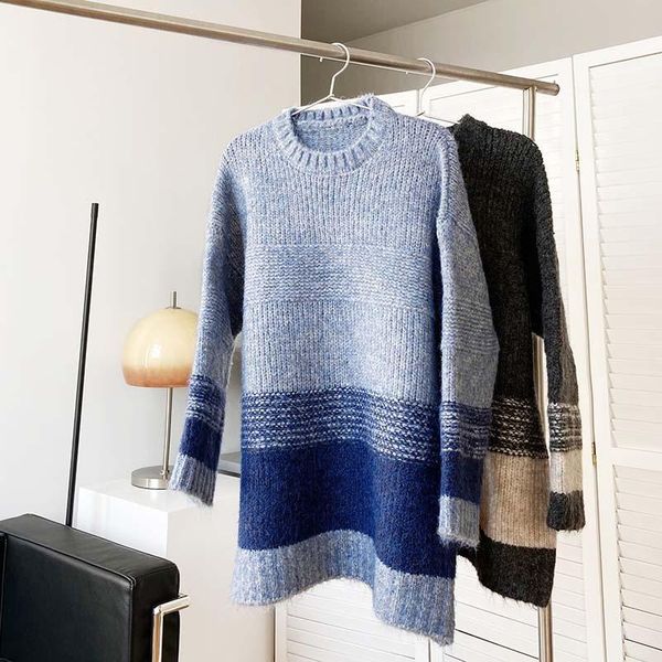 mooirue winter oversized women sweater gradient stripes mohair sweater thick line loose color female jumper, White;black
mooirue winter oversized women sweater gradient stripes mohair sweater thick line loose color female jumper, White;black