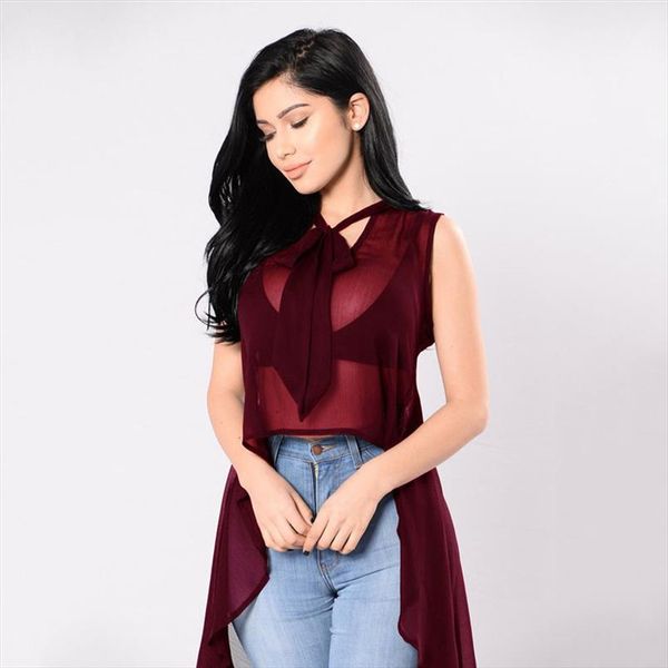 summer womens see through shirt solid black burgundy bowknot mesh sheer sleeveless irregular blouse shirts clothes, White
summer womens see through shirt solid black burgundy bowknot mesh sheer sleeveless irregular blouse shirts clothes, White