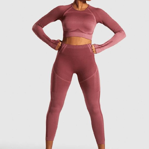 long new back navel sleeve open pants yoga seamless running suit, Gray