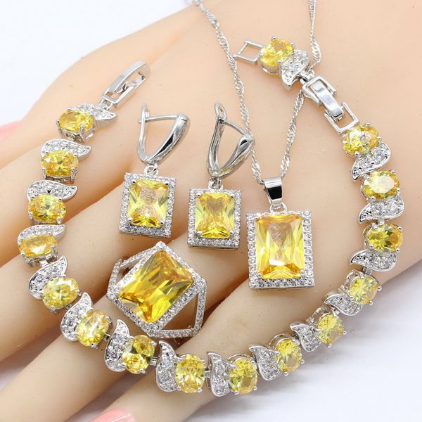 geometric yellow cubic zircnoia silver color jewelry sets for women bracelet earrings necklace pendant rings gift box
geometric yellow cubic zircnoia silver color jewelry sets for women bracelet earrings necklace pendant rings gift box