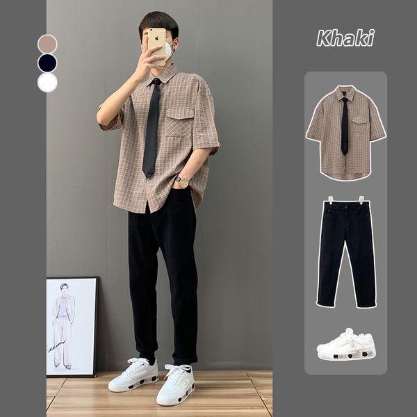 ins super tie men's fashion net red short plaid quarter sleeve korean fashionable and handsome shirt
ins super tie men's fashion net red short plaid quarter sleeve korean fashionable and handsome shirt