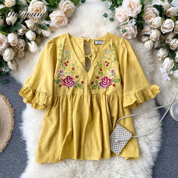 onlyoung 2020 summer women floral blouse shirt short sleeve flower embroidery yellow white blouse 1
onlyoung 2020 summer women floral blouse shirt short sleeve flower embroidery yellow white blouse 1