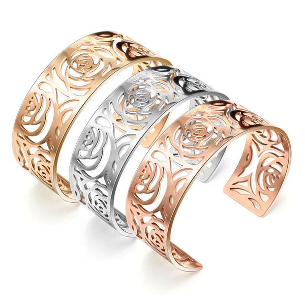 bangle classic hollow out flower pattern cuff bracelets for men charm jewelry gift wholesale price 316l stainless steel open bangles, Black
bangle classic hollow out flower pattern cuff bracelets for men charm jewelry gift wholesale price 316l stainless steel open bangles, Black