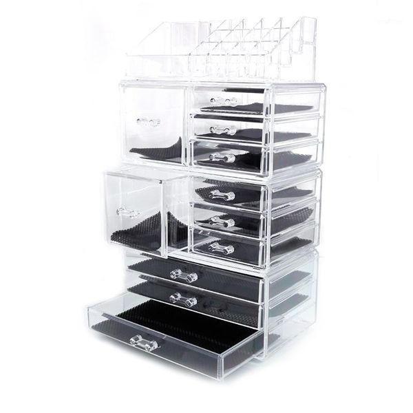sf-1122-10 4pcs / set plastic cosmetics storage rack transparent1