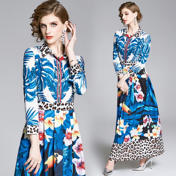 2021 elegant runway maxi women long sleeve turn-down collar print party es new spring summer 1mr3, Black;gray
2021 elegant runway maxi women long sleeve turn-down collar print party es new spring summer 1mr3, Black;gray