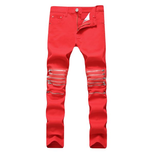 2021 men of the multi-zipper hip hop fashion with skinny white denim pants red stage performer n2oq, Blue
2021 men of the multi-zipper hip hop fashion with skinny white denim pants red stage performer n2oq, Blue