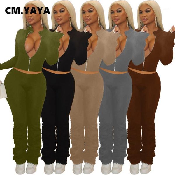 cm.yaya activewear women set zipper crop satcked bellbottom pants matching set sportwear tracksuit two 2 piece outfit1, Gray
cm.yaya activewear women set zipper crop satcked bellbottom pants matching set sportwear tracksuit two 2 piece outfit1, Gray