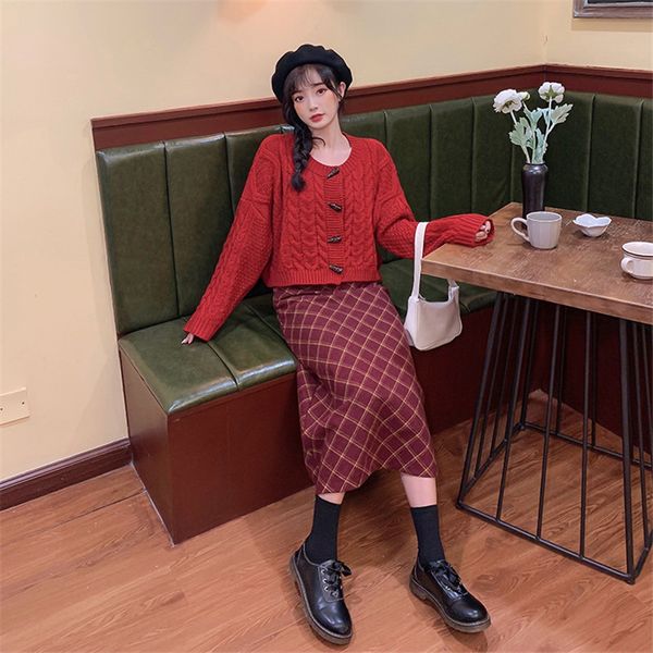 2021 New Retro Korean 2 Pieces Define Female Nightgown Skirt Chess Suits Autumn Age Reduction Vintage Burgundy Sets Two Sweet Clothes XP63, Gray
2021 New Retro Korean 2 Pieces Define Female Nightgown Skirt Chess Suits Autumn Age Reduction Vintage Burgundy Sets Two Sweet Clothes XP63, Gray