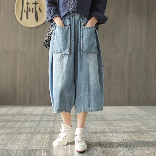 women's jeans nini wonderland 2021 spring summer soft denim casual women elastic waist calf length pants with pockets mori girls, Blue
women's jeans nini wonderland 2021 spring summer soft denim casual women elastic waist calf length pants with pockets mori girls, Blue