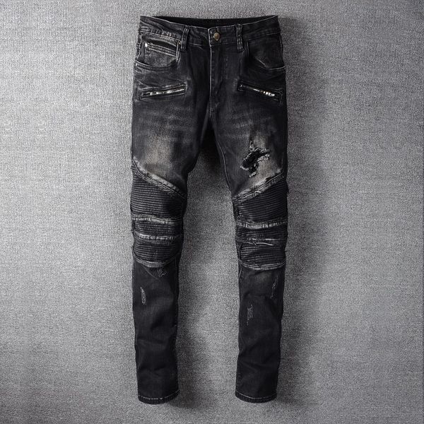 2021 new fashion streetwear men jeans black slim fit spliced designer ripped hip hop trousers punk style biker pants hombre 71h, Blue
2021 new fashion streetwear men jeans black slim fit spliced designer ripped hip hop trousers punk style biker pants hombre 71h, Blue