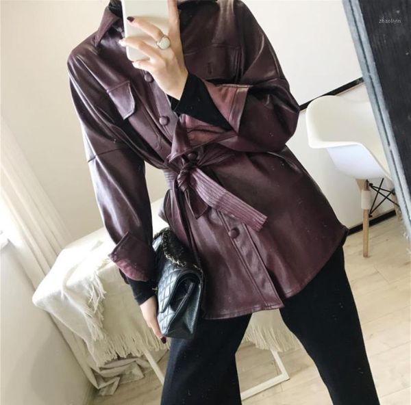 2021 autumn winter fashion loose pocket pu leather women jacket fashion long sleeve casual wine red long coat1, Black;brown
2021 autumn winter fashion loose pocket pu leather women jacket fashion long sleeve casual wine red long coat1, Black;brown