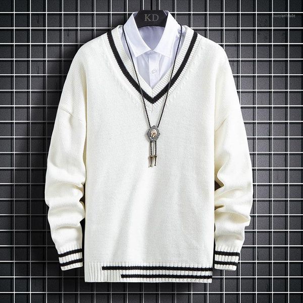 men's sweaters 2021 fall winter cotton sweater men fashion thick v-neck pullover keep warm pull homme mens christmas jumper1, White;black
men's sweaters 2021 fall winter cotton sweater men fashion thick v-neck pullover keep warm pull homme mens christmas jumper1, White;black