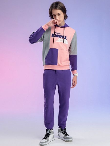 men colorblock letter graphic kangaroo pocket drawstring hoodie & sweatpants 49ou#, Gray
men colorblock letter graphic kangaroo pocket drawstring hoodie & sweatpants 49ou#, Gray