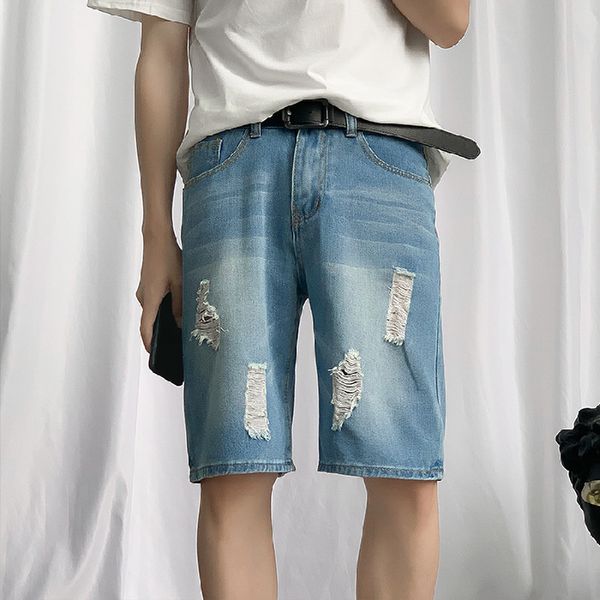 men's short straight loose casual men's slim pants, Blue