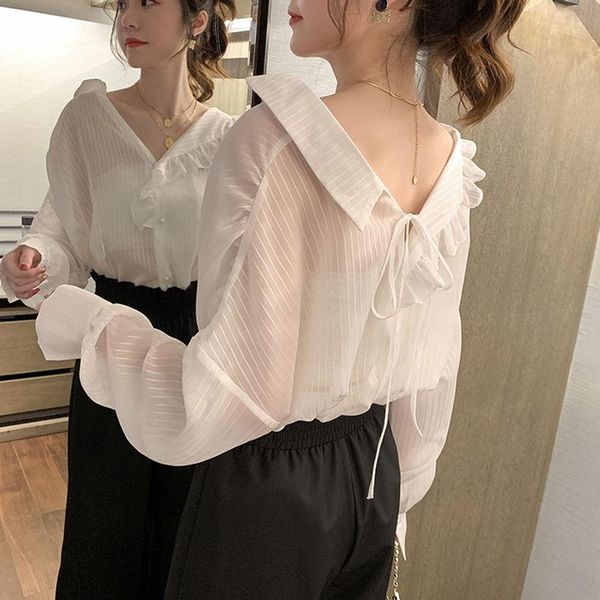 women's polos white chiffon shirt spring suit 2021 style wide leg pants two-piece
women's polos white chiffon shirt spring suit 2021 style wide leg pants two-piece