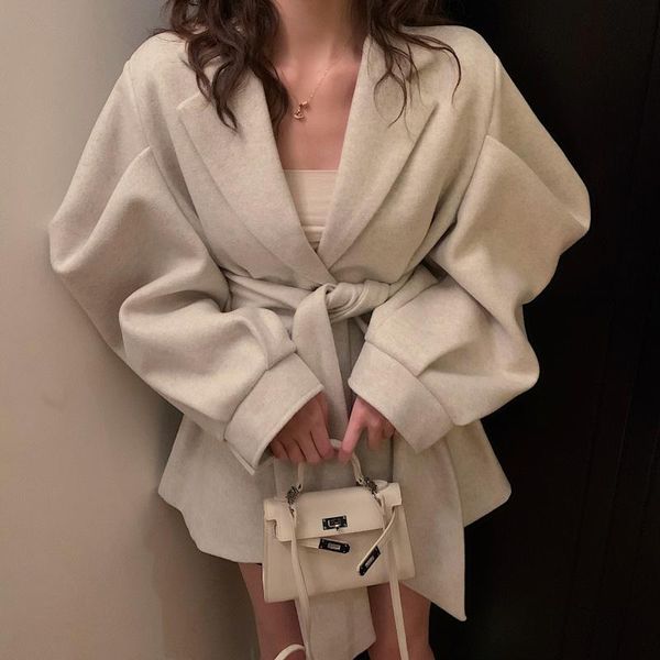 mumuzi elegant women's coat lapel lantern sleeve belted jackets solid color coats female outerwear warm wool blazers female, White;black
mumuzi elegant women's coat lapel lantern sleeve belted jackets solid color coats female outerwear warm wool blazers female, White;black