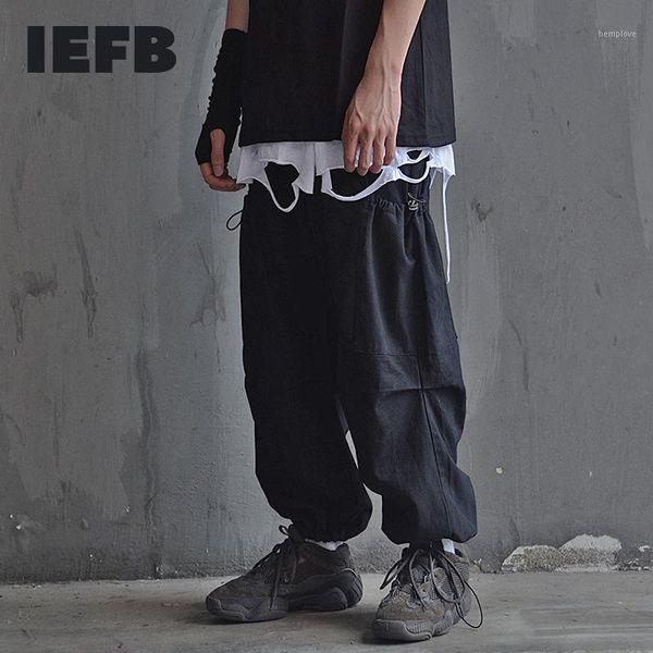 iefb wide legged overalls men's high street fashion elastic waist hip hop black trousers drawstring loose causal pants 9y47881
iefb wide legged overalls men's high street fashion elastic waist hip hop black trousers drawstring loose causal pants 9y47881