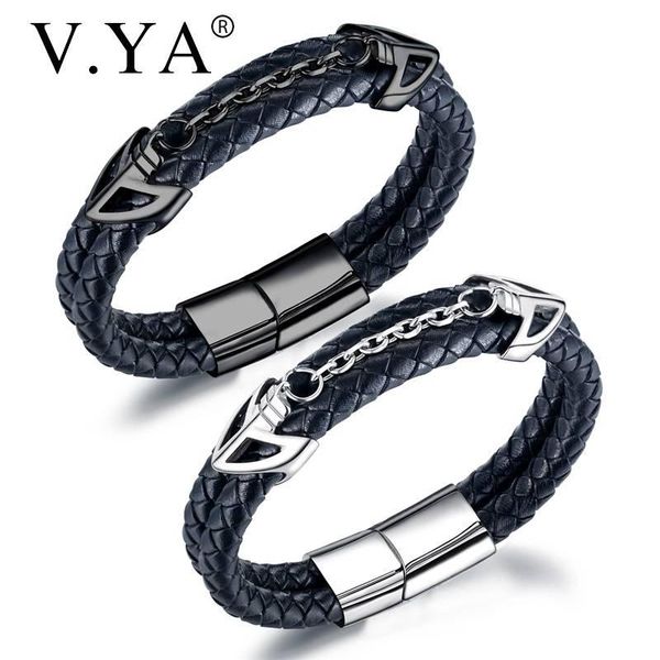 v.ya stainless steel men's bracelet magnet buckle multilayer leather bracelets boyfriend father jewelry presents, Black
v.ya stainless steel men's bracelet magnet buckle multilayer leather bracelets boyfriend father jewelry presents, Black