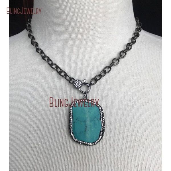 gunmetal pave crystal clasp choker with gunmetal pave turquoises stone pendant on texturized chain nm18730, Golden;silver
gunmetal pave crystal clasp choker with gunmetal pave turquoises stone pendant on texturized chain nm18730, Golden;silver