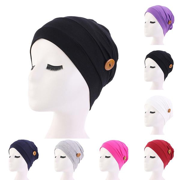 2020 New Solid Elastic With Button Hat Women Turban Hat Cap Solid Nightcap Femme Soft Cotton Headscarf, Blue;gray
2020 New Solid Elastic With Button Hat Women Turban Hat Cap Solid Nightcap Femme Soft Cotton Headscarf, Blue;gray