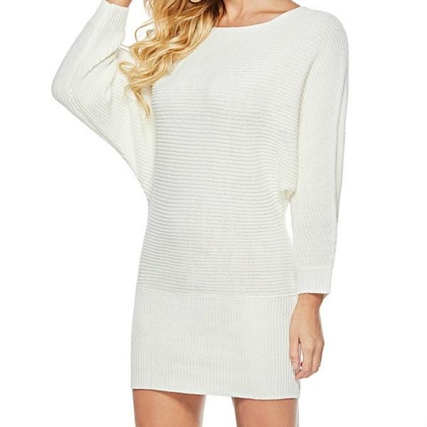 women word collar bat sleeve knit dress size l, Black;pink