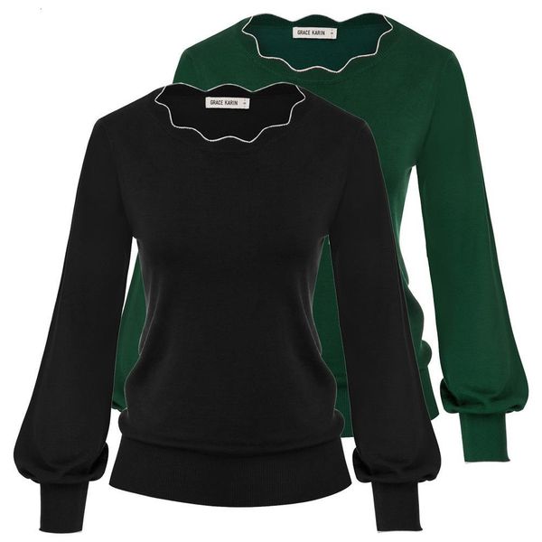 women sweater vintage scalloped sweaters long lantern sleeves pullover knitwear solid new fashion jumper lady, White;black
women sweater vintage scalloped sweaters long lantern sleeves pullover knitwear solid new fashion jumper lady, White;black