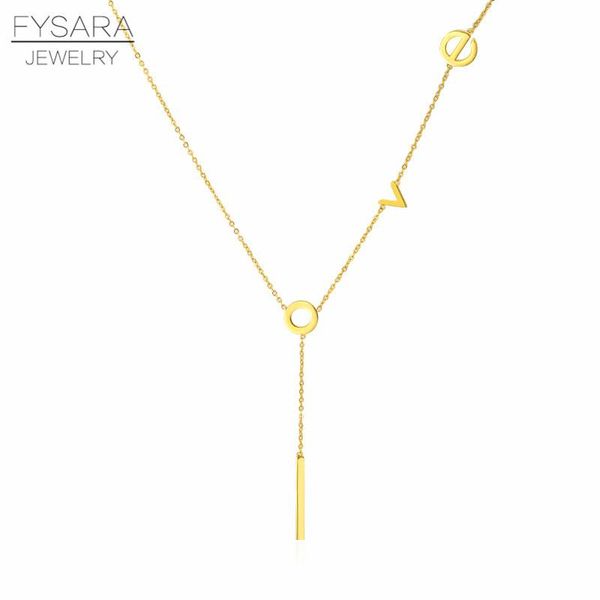 chains fysara classic elegant charming love letter pattern necklace for women titanium steel gold color pendant jewelry, Silver
chains fysara classic elegant charming love letter pattern necklace for women titanium steel gold color pendant jewelry, Silver