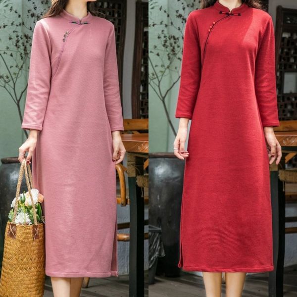 5zct6 осени китайский стиль художественного сплошной цвет стоять collarlong рукав хлопка cheongsam улучшилось хлопка-проложенный платье cheo, Black;gray 
5zct6 осени китайский стиль художественного сплошной цвет стоять collarlong рукав хлопка cheongsam улучшилось хлопка-проложенный платье cheo, Black;gray