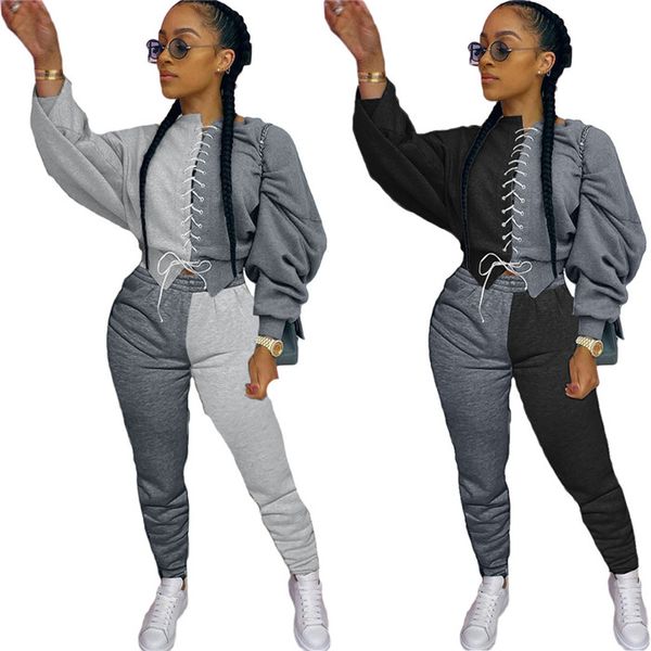 bandage patchwork womens two piece pants long sleeve hoodies and casual pants autumn women 2pcs sets, White
bandage patchwork womens two piece pants long sleeve hoodies and casual pants autumn women 2pcs sets, White
