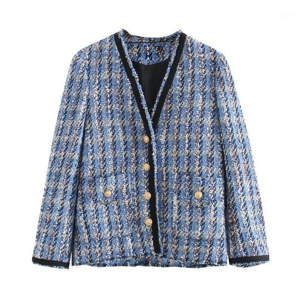women's jackets women 2021 fashion pockets frayed trims tweed plaid jacket v neck coat vintage long sleeve female outerwear chic cloth, Black;brown
women's jackets women 2021 fashion pockets frayed trims tweed plaid jacket v neck coat vintage long sleeve female outerwear chic cloth, Black;brown
