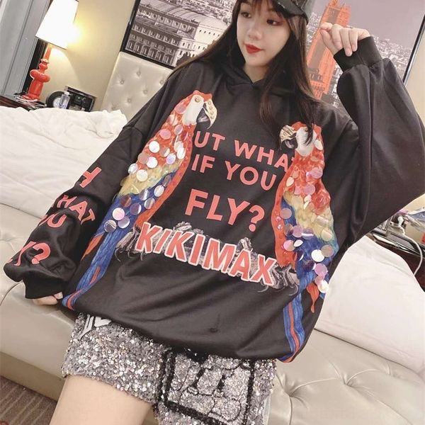 fw5b7 thailand fashion brand women's clothing 2020 autumn cartoon fashion sequins sweater sequins street stitching loose mid-length seq, Black
fw5b7 thailand fashion brand women's clothing 2020 autumn cartoon fashion sequins sweater sequins street stitching loose mid-length seq, Black