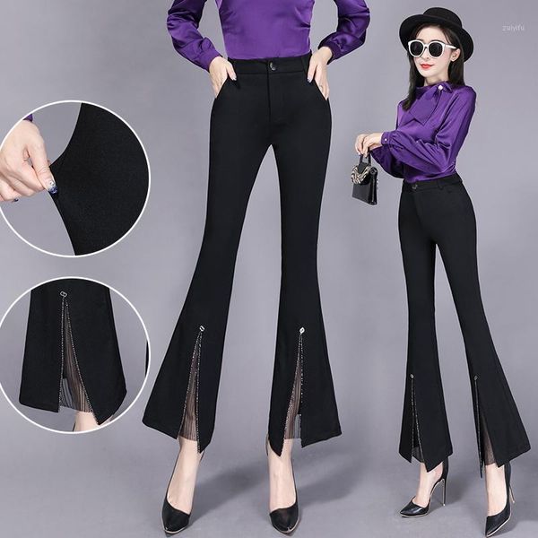 women's office lady high waist flare pants elastic formal long stretch trousers ladies 2020 spring summer pant work new1, Black;white
women's office lady high waist flare pants elastic formal long stretch trousers ladies 2020 spring summer pant work new1, Black;white