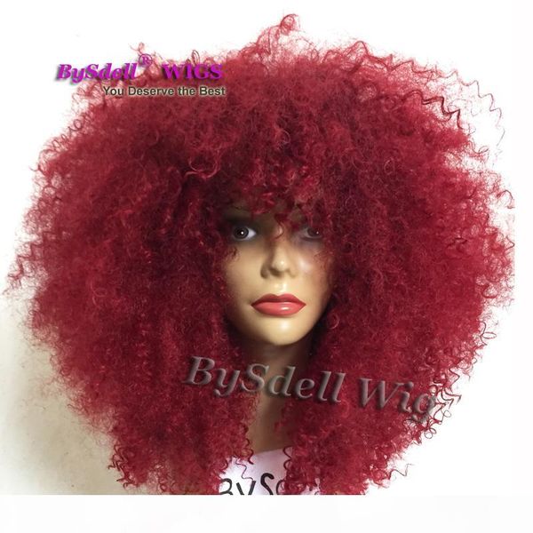 lady short afro kinky curly hair wig with fluffy bangs synthetic dark burgundy red color hair lace front wigs for black woman
lady short afro kinky curly hair wig with fluffy bangs synthetic dark burgundy red color hair lace front wigs for black woman