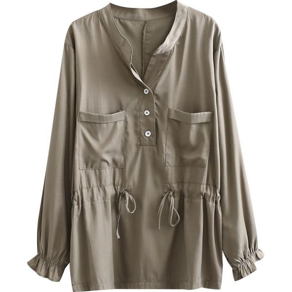 women's blouses & shirts autumn women ladies solid female long sleeve tencel double pocket loose plus size clothing f34 a8685, White
women's blouses & shirts autumn women ladies solid female long sleeve tencel double pocket loose plus size clothing f34 a8685, White