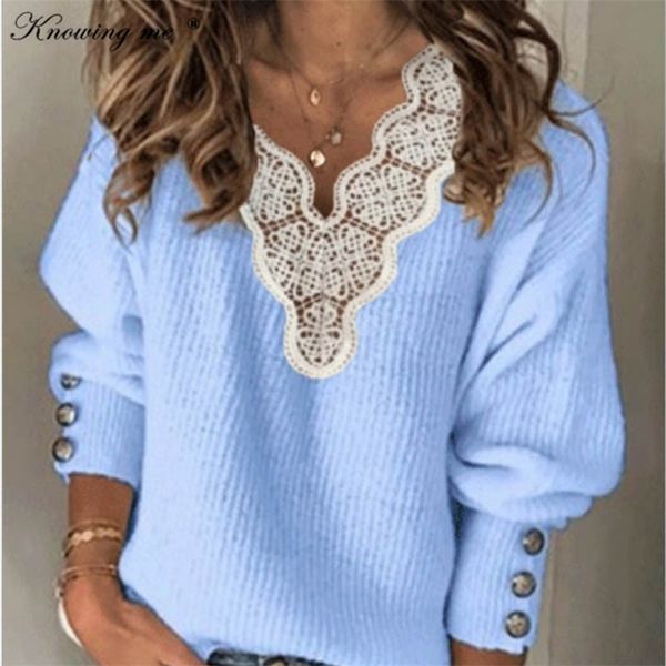 5xl women lace buttons knit sweaters autumn patchwork long sleeve pullover elegant winter v neck knitted sweater 201130, White;black
5xl women lace buttons knit sweaters autumn patchwork long sleeve pullover elegant winter v neck knitted sweater 201130, White;black