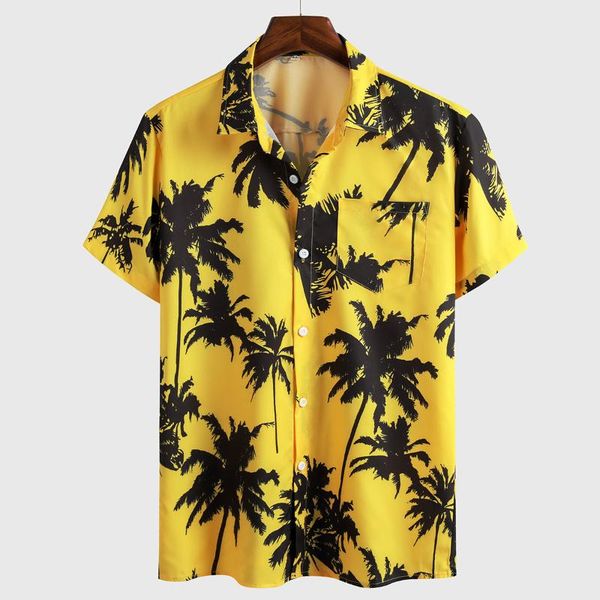 new men's european and american shirts casual beach trendy coconut print top, White;black
new men's european and american shirts casual beach trendy coconut print top, White;black