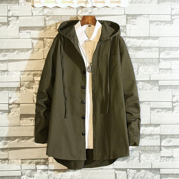 autumn loose solid color oversieze shirt hooded jacket coat long single breasted thin jackets men casual outerwear windbreaker, Black;brown
autumn loose solid color oversieze shirt hooded jacket coat long single breasted thin jackets men casual outerwear windbreaker, Black;brown