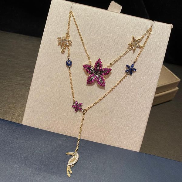 pendant necklaces queen lotus long star neckalce for women colorful zircon choker necklace gift, Silver
pendant necklaces queen lotus long star neckalce for women colorful zircon choker necklace gift, Silver