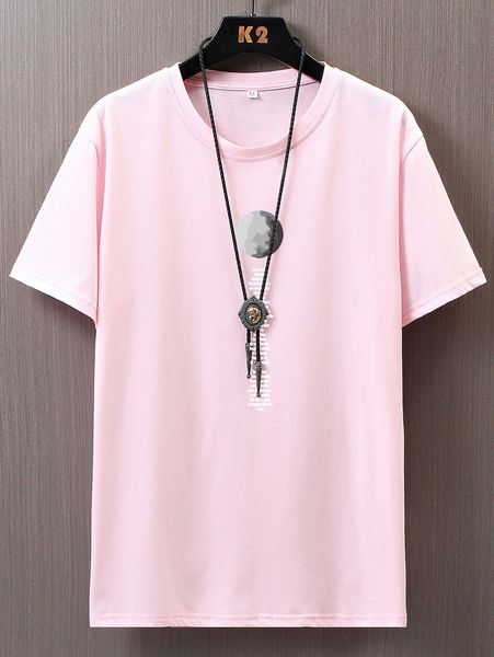 men slogan graphic tee without necklace 31wu#, White;black 
men slogan graphic tee without necklace 31wu#, White;black