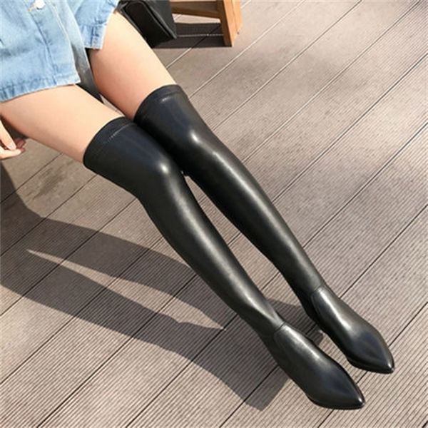 stretch soft leather super 2020 autumn winter new long boots women over the knee high heels thin pointed pumps, Black
stretch soft leather super 2020 autumn winter new long boots women over the knee high heels thin pointed pumps, Black