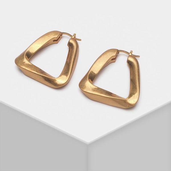 hoop & huggie amorita boutique twisted triangular earrings, Golden;silver