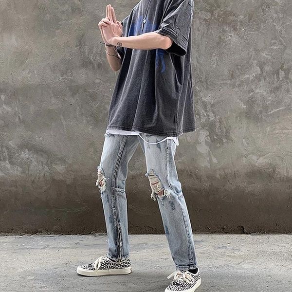 new fashion korean edition ripped jeans small feet beggar pants knee trend zipper summer skinny fit men1, Blue
new fashion korean edition ripped jeans small feet beggar pants knee trend zipper summer skinny fit men1, Blue