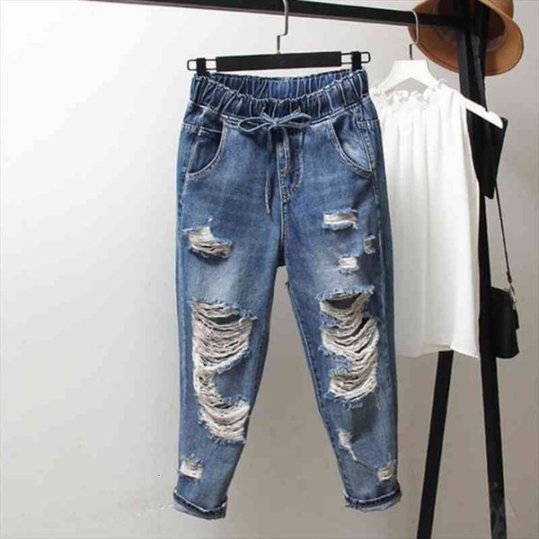 summer korea fashion women elastic waist loose jean capri pants vintage ripped jeans all-matched casual denim harem pants s512, Blue
summer korea fashion women elastic waist loose jean capri pants vintage ripped jeans all-matched casual denim harem pants s512, Blue