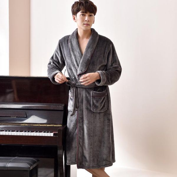 winter flannel men striped sleepwear robe thicken terry robe male long sleeve kimono warm bathrobe home wear peignoir men, Black;brown
winter flannel men striped sleepwear robe thicken terry robe male long sleeve kimono warm bathrobe home wear peignoir men, Black;brown