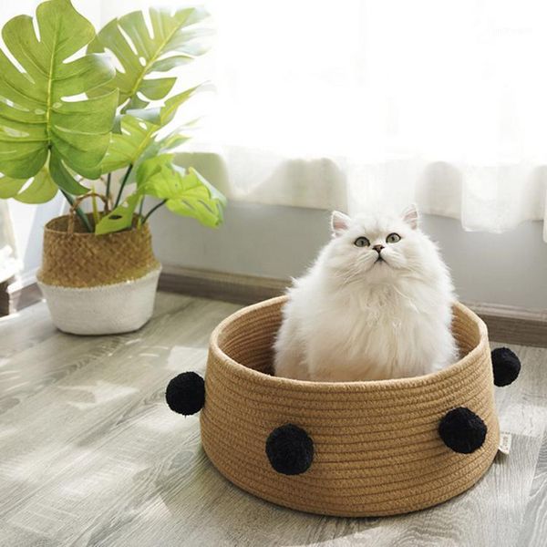 with pompom comfortable breathable cotton rope woven round cat bed basket pet sleeping mat portable mini cat house nest1
with pompom comfortable breathable cotton rope woven round cat bed basket pet sleeping mat portable mini cat house nest1