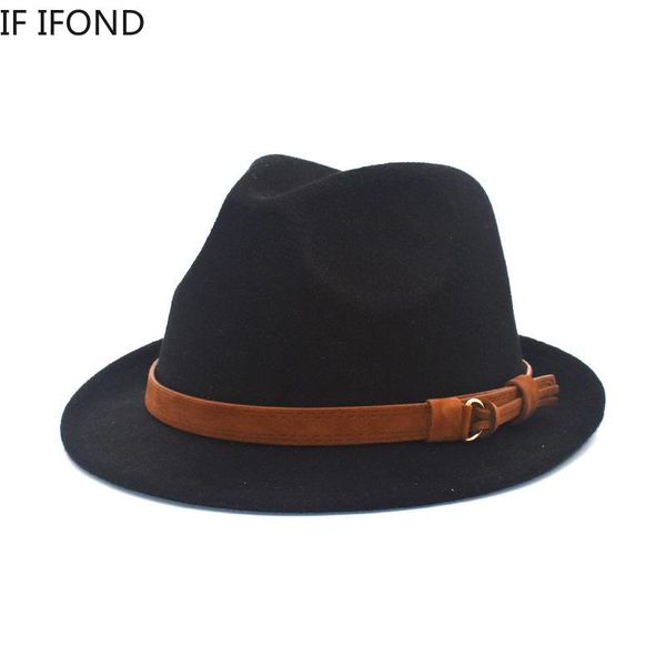 men's gentleman winter autumn wool felt fedora with fashion leather black feminino bowler jazz hat, Blue;gray
men's gentleman winter autumn wool felt fedora with fashion leather black feminino bowler jazz hat, Blue;gray