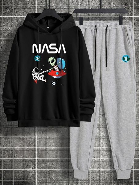 men alien and astronaut print drawstring hoodie & sweatpants 557e#, Gray
men alien and astronaut print drawstring hoodie & sweatpants 557e#, Gray