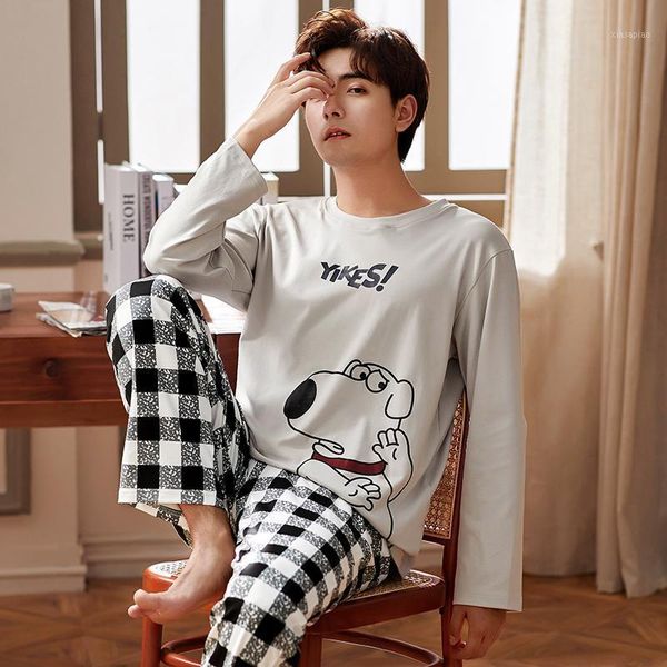 men's sleepwear autumn winter 100% cotton pajamas for men teen boy long sleeve home suit pyjama homme plaid pants pijama hombre male sl, Black;brown
men's sleepwear autumn winter 100% cotton pajamas for men teen boy long sleeve home suit pyjama homme plaid pants pijama hombre male sl, Black;brown