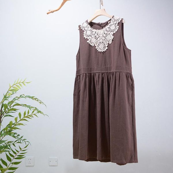 new autumn dress women cotton linen sleeveless dress embroidered stitching japan style mori fresh loose, Black;gray
new autumn dress women cotton linen sleeveless dress embroidered stitching japan style mori fresh loose, Black;gray